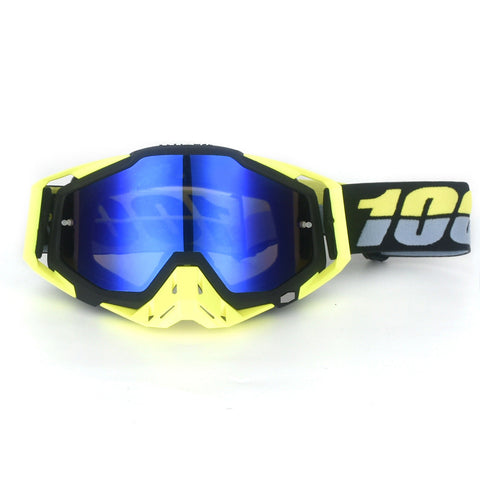 Black And Yellow Motorcycle Goggles Uv Protective Anti Dust Riding Glasses For Outdoor Sports(Blue Lenses) Other Motorcycle Clothing