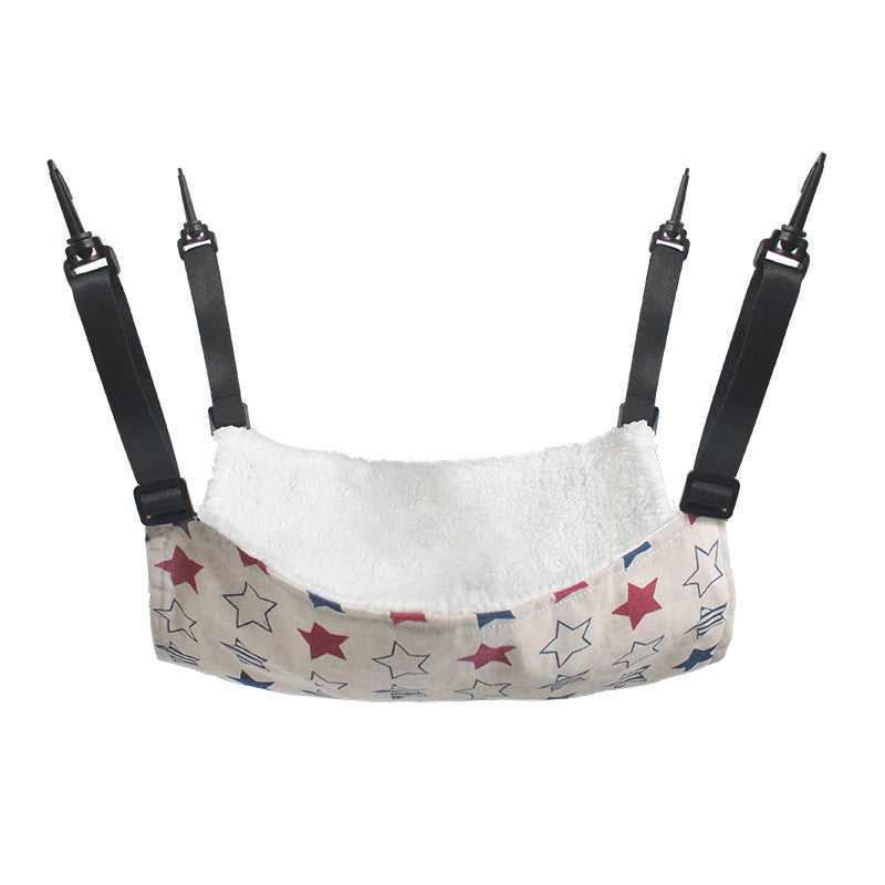 Cat Cage Hammock Adjustable Double Sided Pet Swing Bed With Hooks(Red Star) Pet Beds