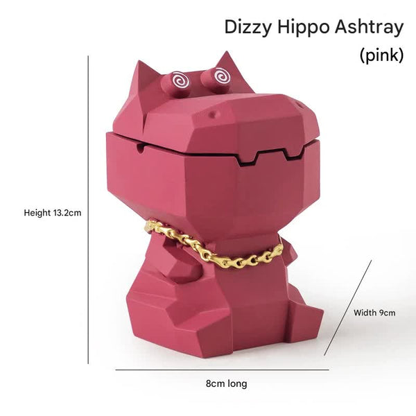 Hippo Ashtray With Lid Stylish Geometric Decor For Home And Office Pink Ashtrays