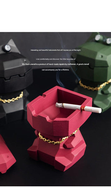 Hippo Ashtray With Lid Stylish Geometric Decor For Home And Office Pink Ashtrays