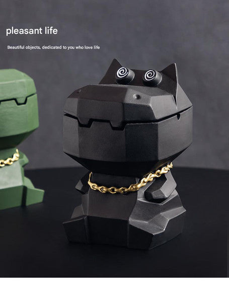 Hippo Ashtray With Lid Stylish Geometric Decor For Home And Office Pink Ashtrays