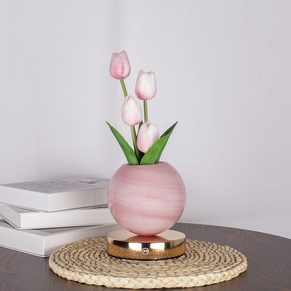 Pink Tulip Night Light Floral Table Lamp For Bedroom Ambiance Lamps
