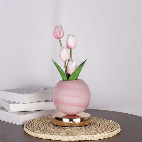 Pink Tulip Night Light Floral Table Lamp For Bedroom Ambiance Lamps