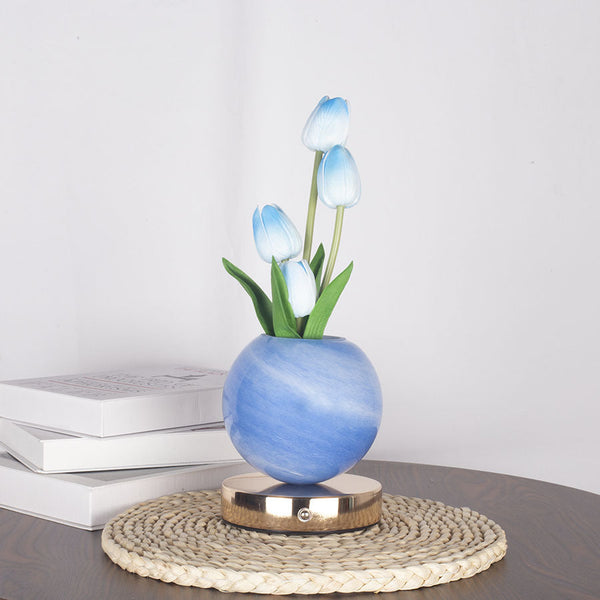 Blue Tulip Night Light Floral Table Lamp For Bedroom Ambiance Night Lights