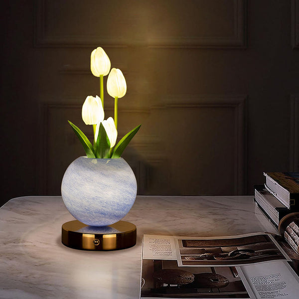 Orange Tulip Night Light Floral Table Lamp For Bedroom Ambiance Lamps