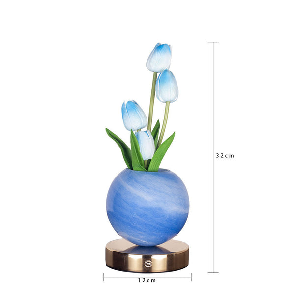 Orange Tulip Night Light Floral Table Lamp For Bedroom Ambiance Lamps