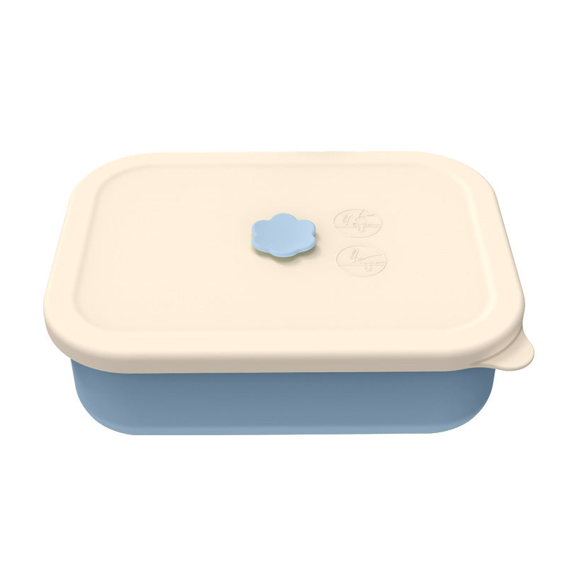 Light Blue Microwave Safe Silicone Lunch Box With 4 Compartments Airtight Bento For Work And Travel Lunchboxes