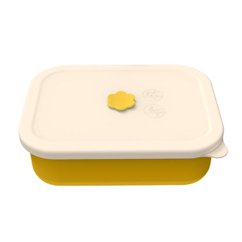 Yellow Microwave Safe Silicone Lunch Box With 4 Compartments Airtight Bento For Work And Travel Lunchboxes