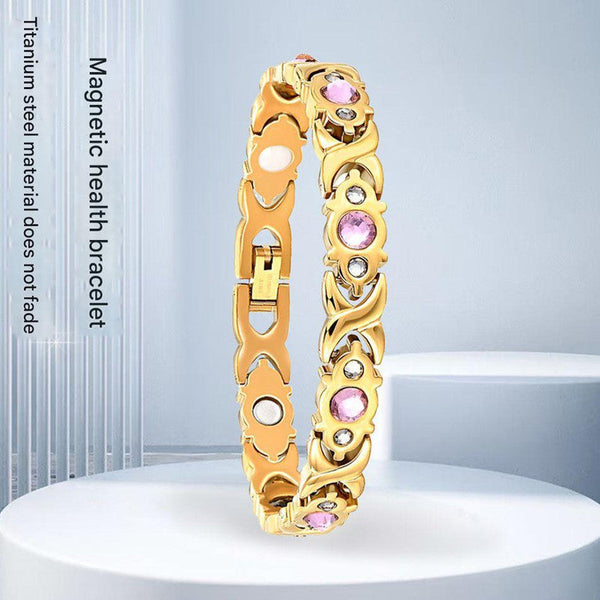 Magnetic Therapy Bracelet Anti Allergy Jewelry With Gemstone Design And Health Benefits (Gold) Bracelets