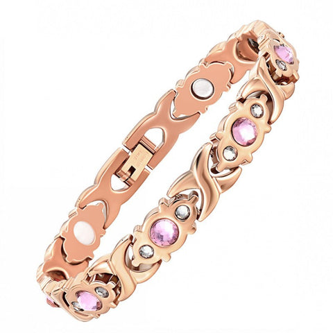 Magnetic Therapy Bracelet Anti Allergy Jewelry With Gemstone Design And Health Benefits(Rose Gold) Bracelets