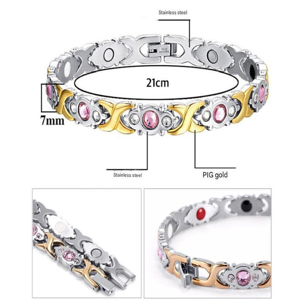 Magnetic Therapy Bracelet Anti Allergy Jewelry With Gemstone Design And Health Benefits(Rose Gold) Bracelets