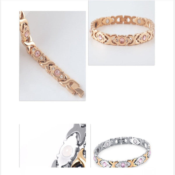 Magnetic Therapy Bracelet Anti Allergy Jewelry With Gemstone Design And Health Benefits(Steel) Bracelets