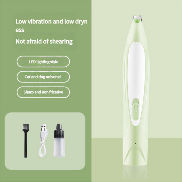 Electric Pet Hair Clipper With Type Charging Led Light And Grooming Accessories(Green) Dog Grooming