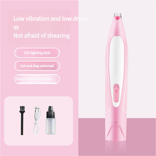 Electric Pet Hair Clipper With Type Charging Led Light And Grooming Accessories(Pink) Dog Grooming