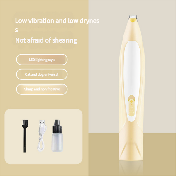 Electric Pet Hair Clipper With Type Charging Led Light And Grooming Accessories(Yellow) Dog Grooming