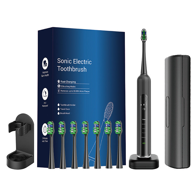 Advanced Electric Toothbrush With 5 Modes And 8 Brush Heads (Black) Electric Toothbrushes