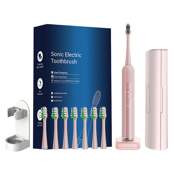 Advanced Electric Toothbrush With 5 Modes And 8 Brush Heads (Pink) Electric Toothbrushes