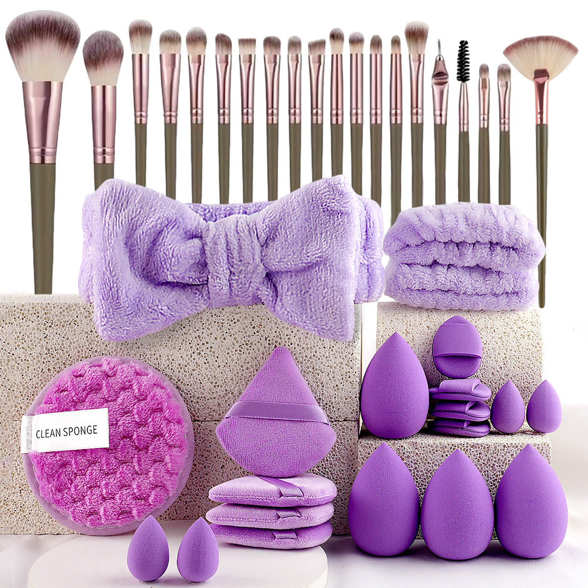 40 Piece Ultimate Beauty Tool Kit For Face Cleansing And Makeup(Purple) Other Makeup Tools & Accs.