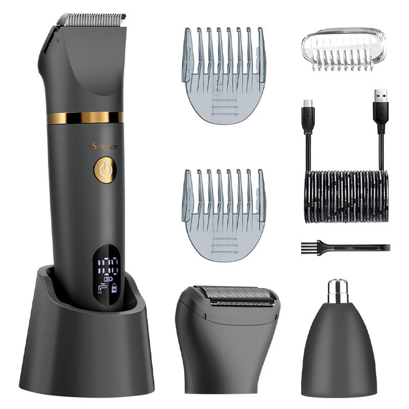 3 In 1 Men's Electric Body Groomer & Hair Clipper Kit Waterproof Usb Rechargeable With Charging Dock(Upgraded Gray) Clippers & Trimmers