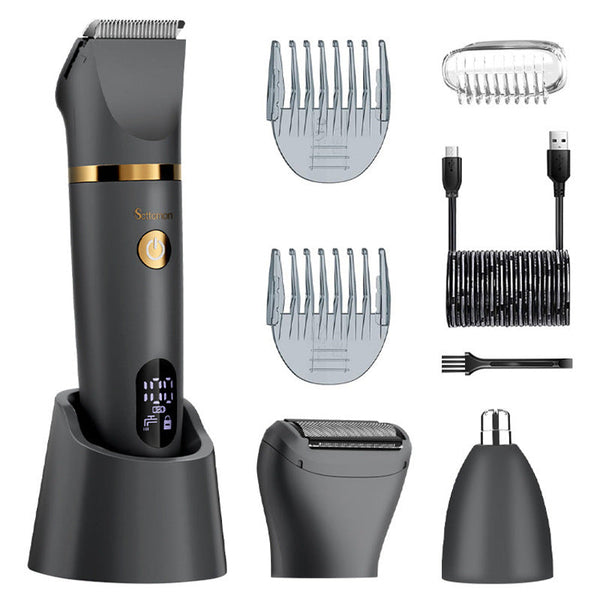 3 In 1 Men's Electric Body Groomer & Hair Clipper Kit Waterproof Usb Rechargeable With Charging Dock(Upgraded Gray) Clippers & Trimmers