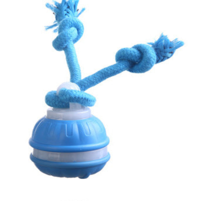 Interactive Dog Chew Toy With Rope Durable Treat Dispensing Ball For Play Dental Health Blue Oral Hygiene