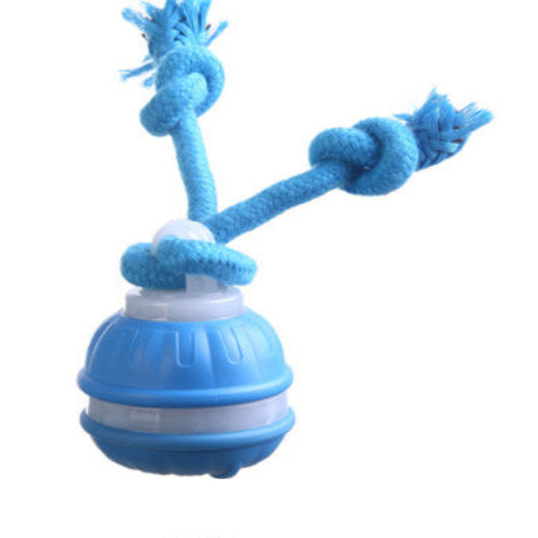 Interactive Dog Chew Toy With Rope Durable Treat Dispensing Ball For Play Dental Health Blue Oral Hygiene