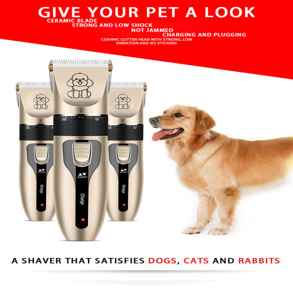 Professional Pet Grooming Hair Clipper Kit Rechargeable Low Noise With Ceramic Blades & 5 Speed Adjustment (Gold) Dog Grooming