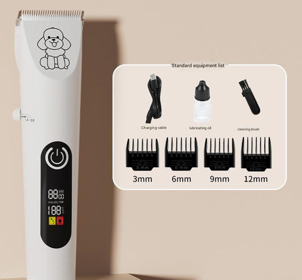 Professional Pet Grooming Hair Clipper Kit Rechargeable Low Noise With Ceramic Blades & 5 Speed Adjustment White Dog Grooming