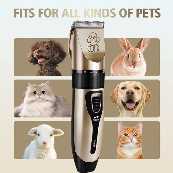 Professional Pet Grooming Hair Clipper Kit Rechargeable Low Noise With Ceramic Blades & 5 Speed Adjustment White Dog Grooming