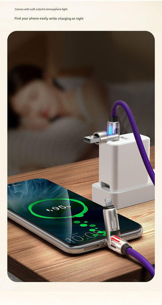 1.5M Universal Pd Fast Charging Cable With Led Indicator Silicone Multiple Connector Options Purple Cables & Adapters