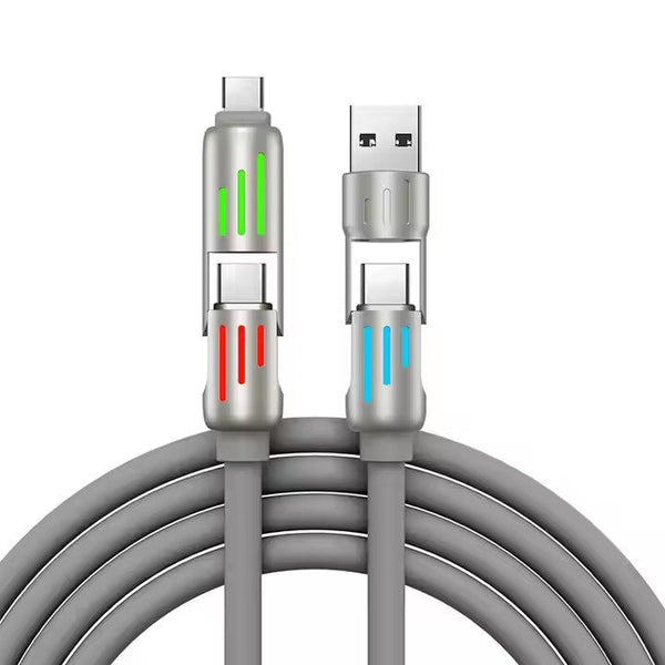1.5M Universal Pd Fast Charging Cable With Led Indicator Silicone Multiple Connector Options Gray Cables & Adapters