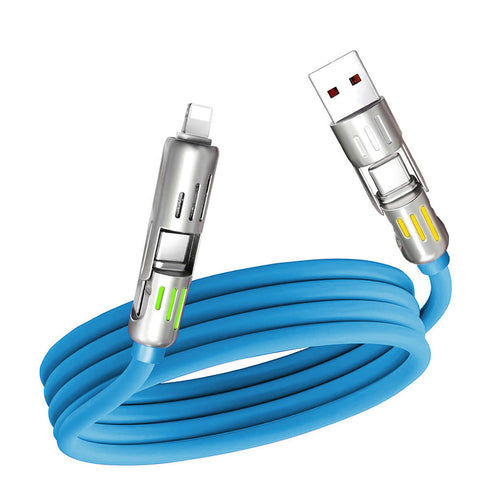 1.5M Universal Pd Fast Charging Cable With Led Indicator Silicone Multiple Connector Options Blue Cables & Adapters