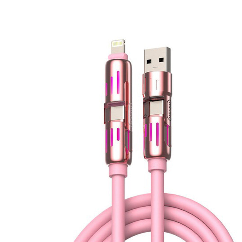 1.5M Universal Pd Fast Charging Cable With Led Indicator Silicone Multiple Connector Options Pink Cables & Adapters
