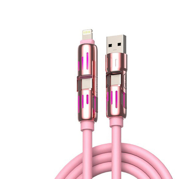 1.5M Universal Pd Fast Charging Cable With Led Indicator Silicone Multiple Connector Options Pink Cables & Adapters