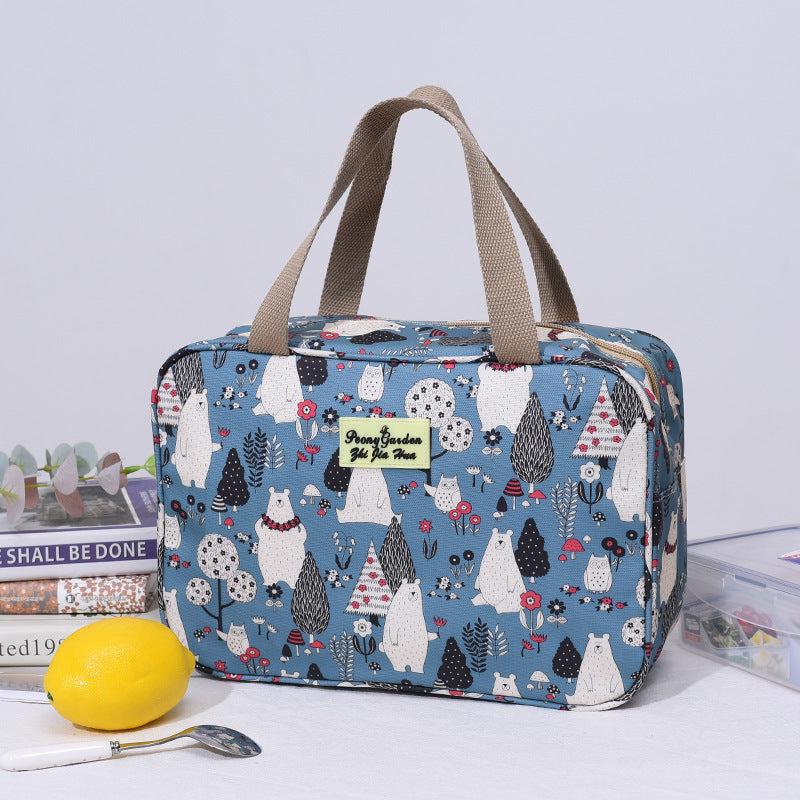 Versatile Handled Bag Durable Waterproof Toiletries Lunch Travel Light Blue White Bear Other Luggage