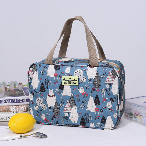 Versatile Handled Bag Durable Waterproof Toiletries Lunch Travel Light Blue White Bear Other Luggage