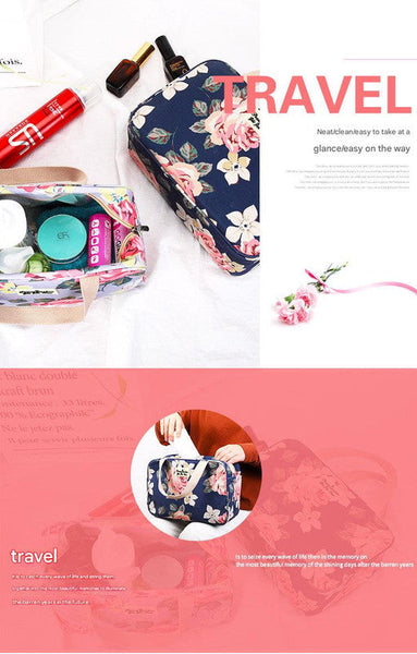 Versatile Handled Bag Durable Waterproof Toiletries Lunch Travel Light Blue Peony Other Luggage