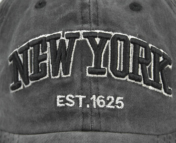 New York Est. 1625" Washed Cotton Baseball Cap And Unisex Navy Blue Hats & Headwear