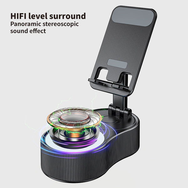 Foldable Bluetooth Speaker With 360 Rotating Phone/Tablet Stand & Rgb Lights Hifi Surround Sound(Black) Audio Docks & Mini Speakers