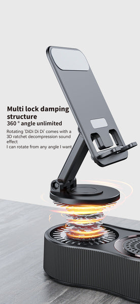 Foldable Bluetooth Speaker With 360 Rotating Phone/Tablet Stand & Rgb Lights Hifi Surround Sound(Black) Audio Docks & Mini Speakers