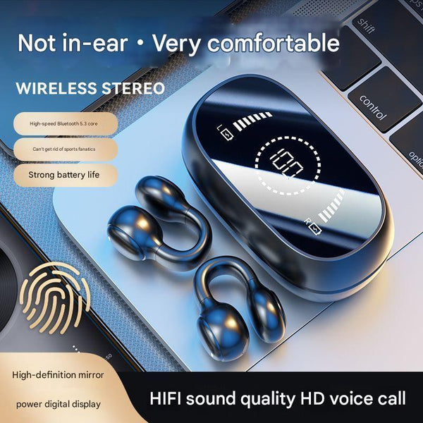 Open Ear Conduction Tws Bluetooth 5.4 9D Surround Sound Led Display Long Battery Life White Earbuds
