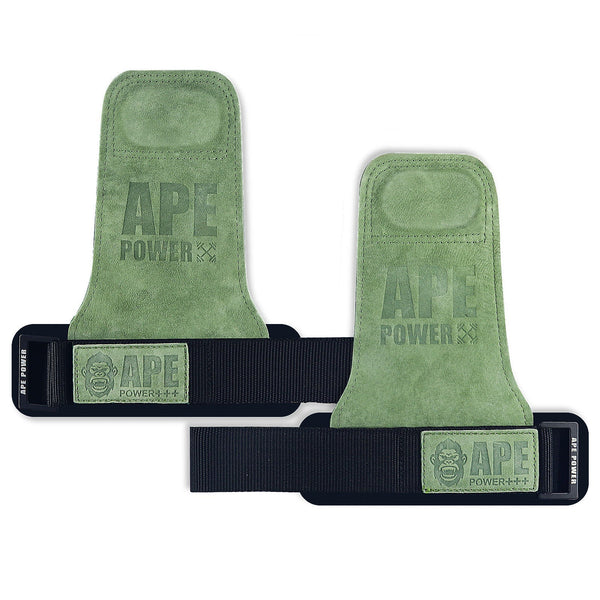 Heavy Duty Weightlifting Grips Anti Slip Cowhide Palm Protectors With Neoprene Wrist Support & Adjustable Straps(Green) Hand Grippers