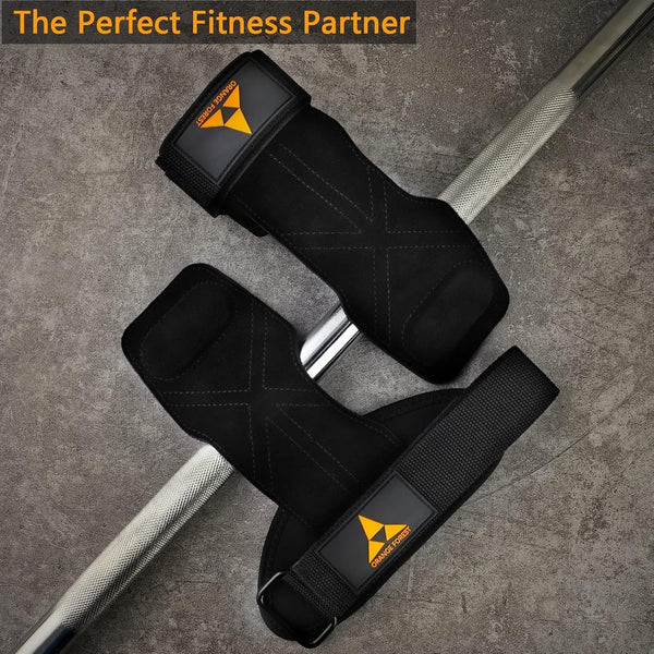 Heavy Duty Weightlifting Grips Anti Slip Cowhide Palm Protectors With Neoprene Wrist Support & Adjustable Straps(Green) Hand Grippers