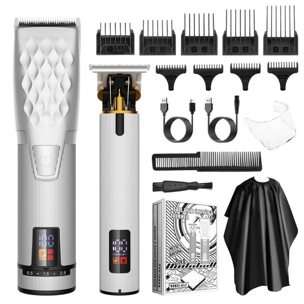 Professional 2 In 1 Cordless Hair Clipper & Trimmer Kit With Led Display 5 Speed Fine Tuning Clippers & Trimmers