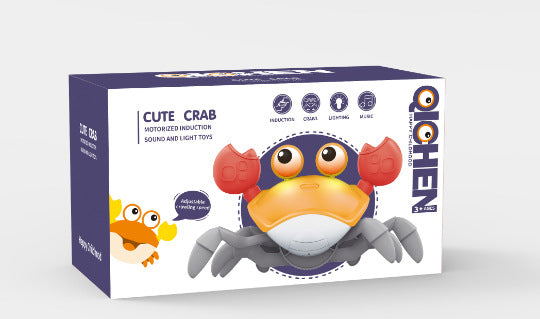 Interactive Crawling Crab Little One Toy With Music Lights Obstacle Avoidance Orange Educational Toys