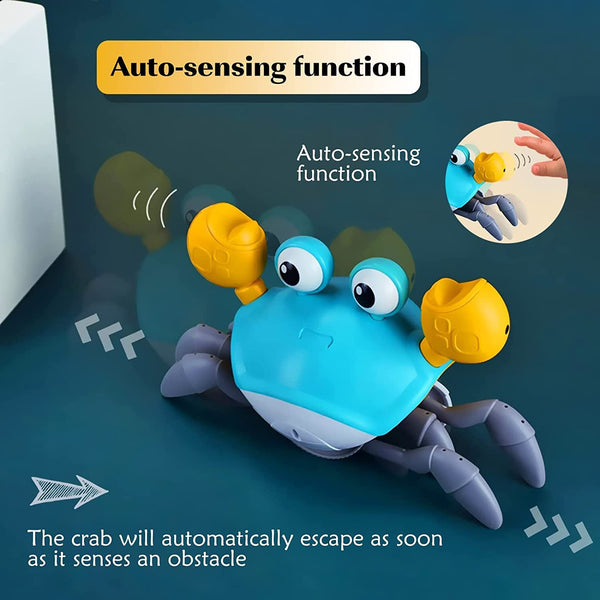 Interactive Crawling Crab Little One Toy With Music Lights Obstacle Avoidance Orange Educational Toys