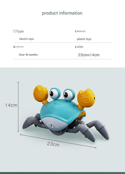 Interactive Crawling Crab Little One Toy With Music Lights Obstacle Avoidance Orange Educational Toys