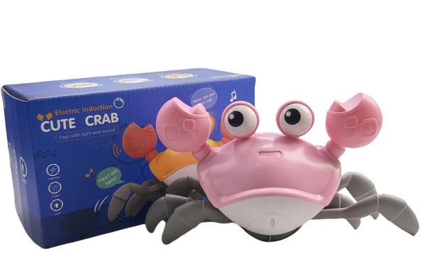 Interactive Crawling Crab Little One Toy With Music Lights Obstacle Avoidance Pink Educational Toys