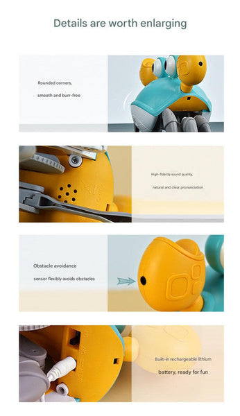 Interactive Crawling Crab Little One Toy With Music Lights Obstacle Avoidance Pink Educational Toys