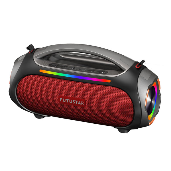 Bluetooth 5.3 60W Powerful Sound Rgb Lights Multiple Inputs Red Audio Docks & Mini Speakers